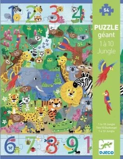 DJECO Jumbo Puzzel 1 Tot 10 Jungle 4 Jr+/ 54 Stks