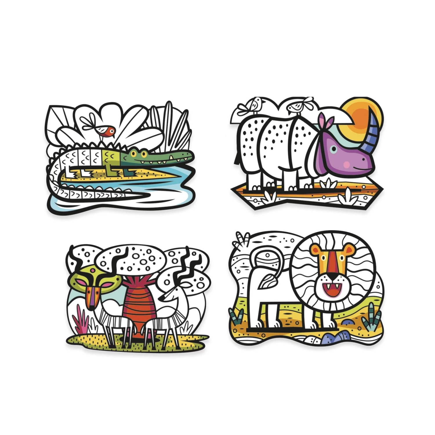 DJECO Flock Kleurplaat Savanne 3 Jr+ 2 DJECO Flock Kleurplaat Savanne 3 Jr+ - Afbeelding 2