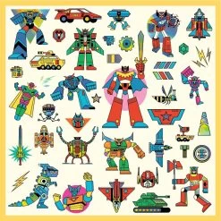 DJECO Stickers Robots Metallic 4 Jr+ -Creatieve Speelgoed Winkel DJECOstickersRobotsmetallicDJ09276c