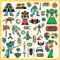 DJECO Stickers Robots Metallic 4 Jr+ -Creatieve Speelgoed Winkel DJECOstickersRobotsmetallicDJ09276d