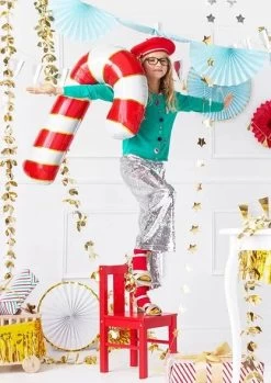 Folie Ballon Candy Cane Rood Wit 82 Cm -Creatieve Speelgoed Winkel Folieballoncandycaneroodwit82cmFB53 007a