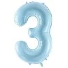 Folie Ballon Cijfer 3 Blauw 86 Cm