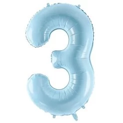 Folie Ballon Cijfer 3 Blauw 86 Cm