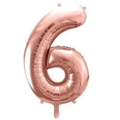 Folie Ballon Cijfer 6 Roze 86 Cm
