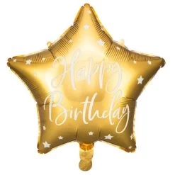 Folie Ballon Ster Happy Birthday Goud 40 Cm